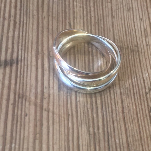 14k Gold Rolling 3 Ring Bands White Yellow Rose Vintage Pre owned Size 6-6.5 - Picture 3 of 11